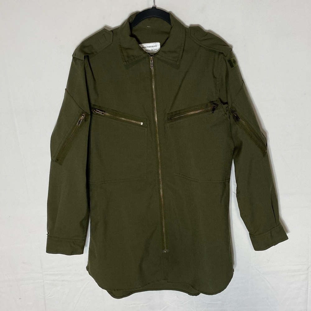 Vintage Canadian Army Green Helicopter Pilot Zip Front Shirt S Militaria